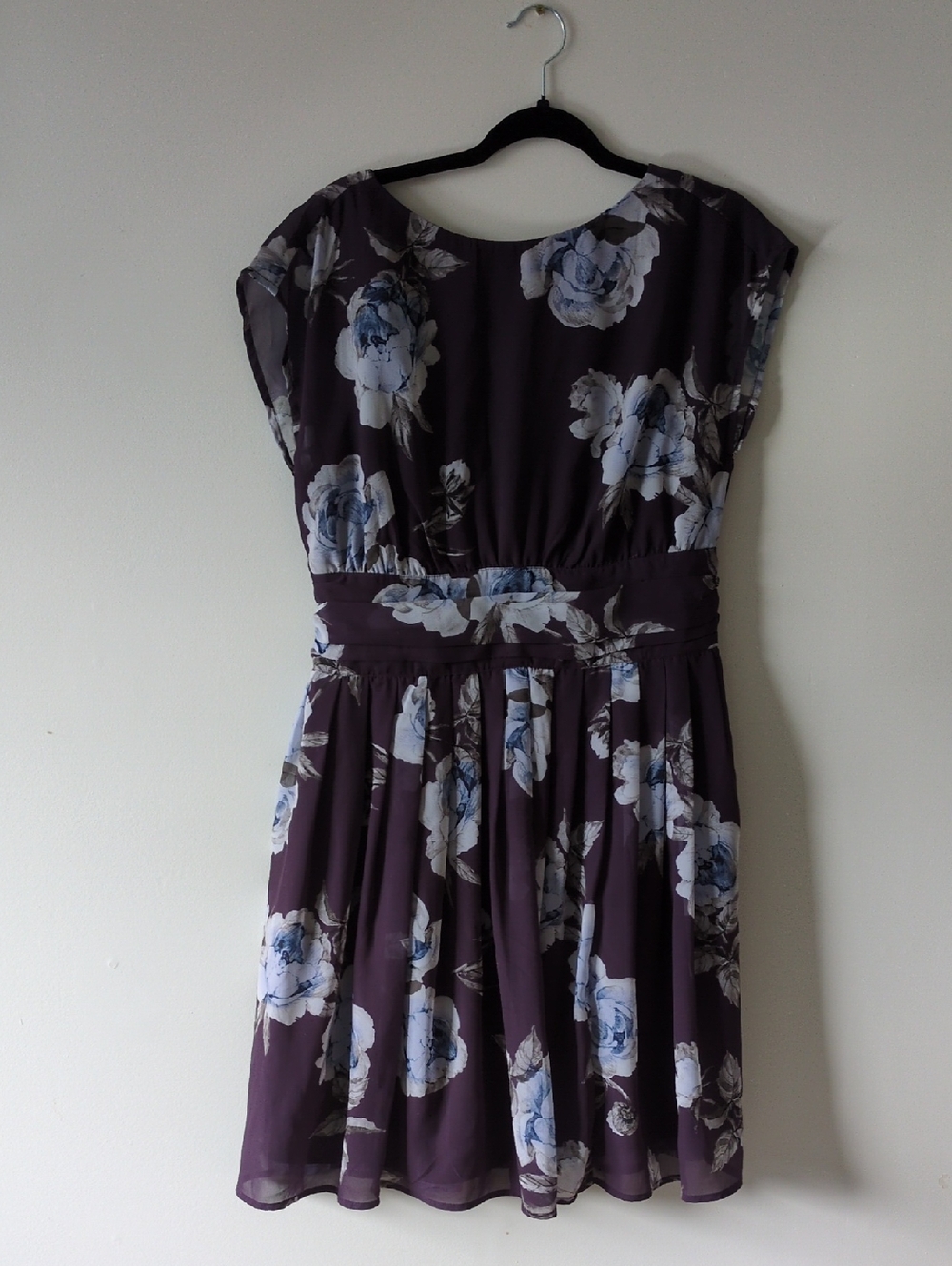 eshakti Purple Floral Short-Sleeve Fit & Flare Dress